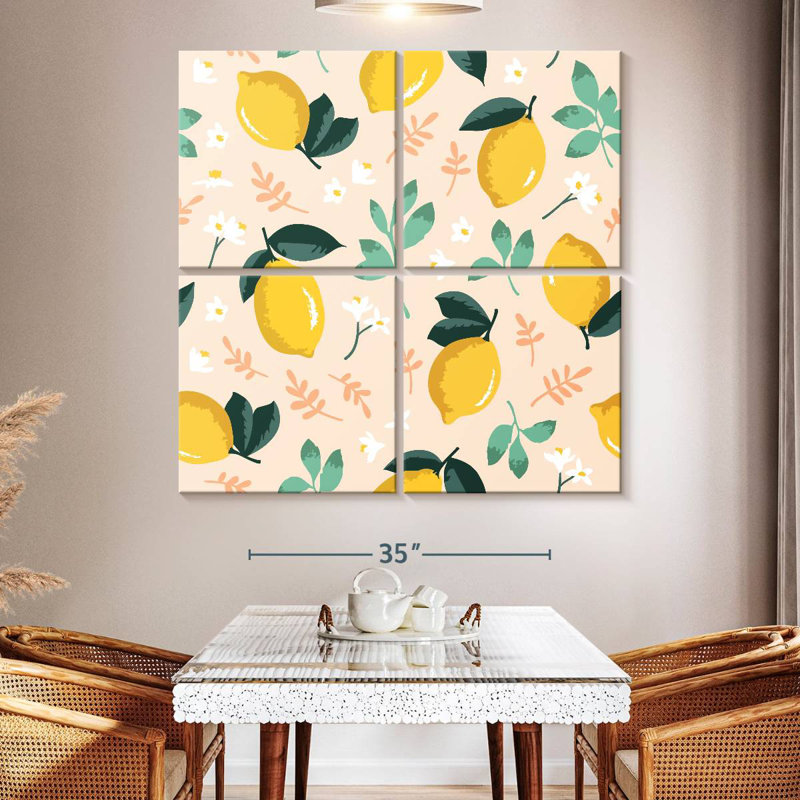 Motif Yarlin citron et fleurs
