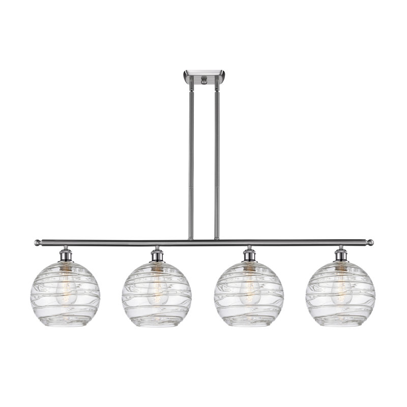 Luminaire suspendu linéaire à 4 lumières pour îlot de cuisine Cindi, DEL, Nickel satiné brossé