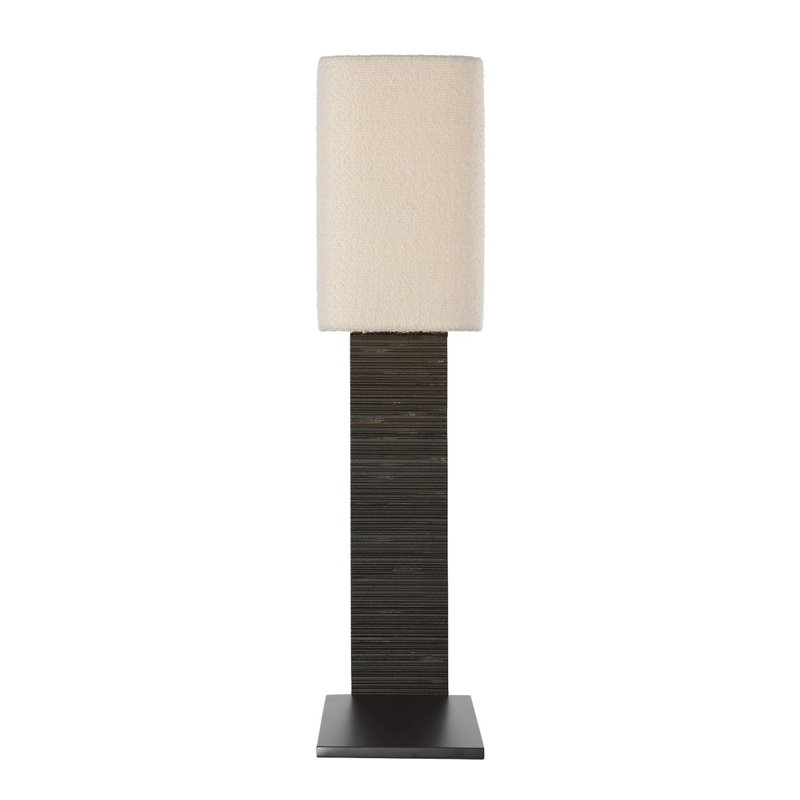 Anne-Marie Barton Fumar 34" Statement Table Lamp in Ridged Carbon with BouclÃ© Shade, Black