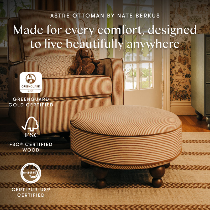 Astre Ottoman by Nate Berkus, Perf Bronze Stripe Eco-Crossweave