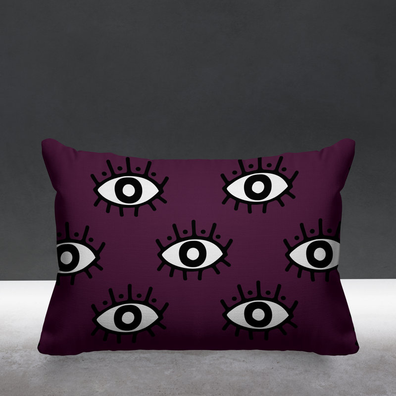 Coussin intérieur / extérieur Ankara Evil Eye, Mauve