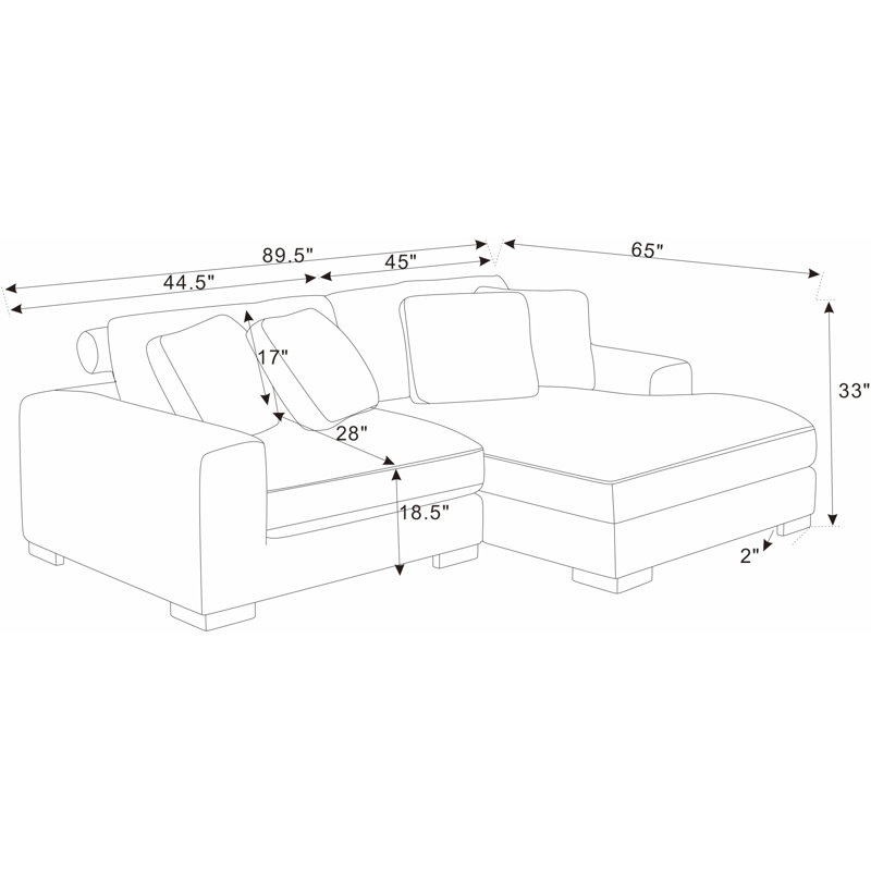 Flaubert Gwendoly 89.5" Wide Sofa and Chaise