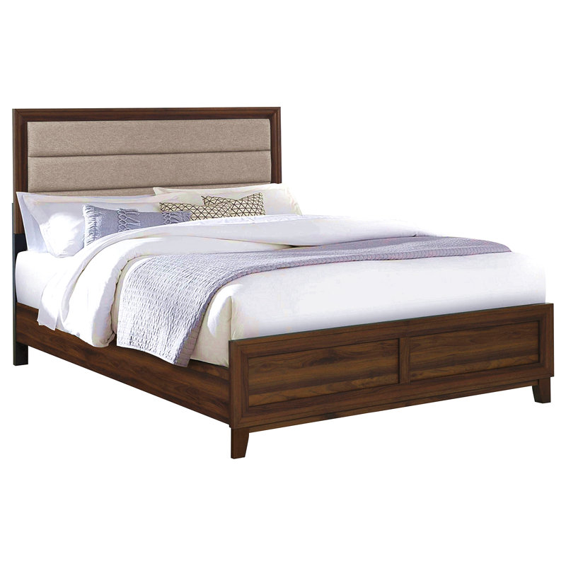 Anza Walnut Upholstered Queen Bed