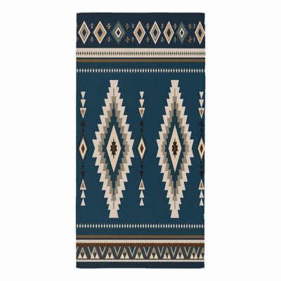 1Pcs Boho Geometric Tribal Pattern Beach Towel, Large Microfiber Quick Dry, Suitable for Swimming, Travel, Yoga, Outdoor, Unisex