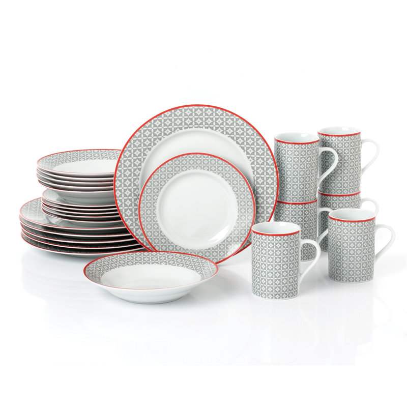 Resean 24 Piece Porcelain China Dinnerware Set - Service for 6