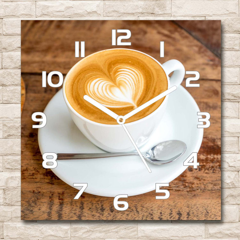 Glass Wall Clock, Brown/Light Grey/White