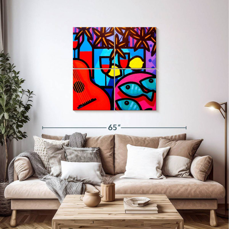 Yarlin Still Life With Guitar, 38" H x 38" W