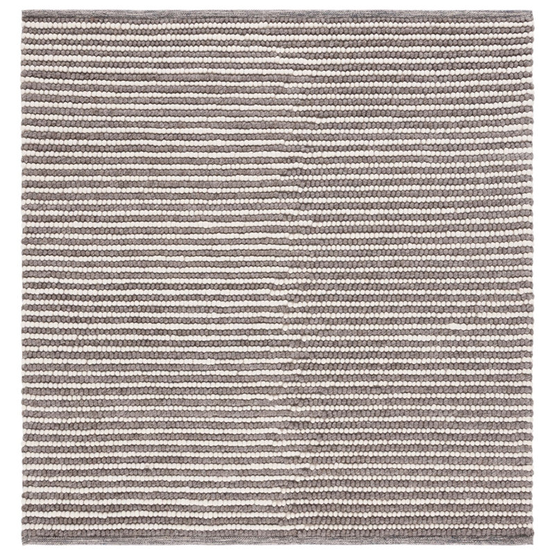 Tapis ivoire / brun foncé fait à la main Cleodora, Carré 6 pi