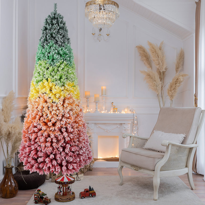 Arbre de Noël 7,5 pi en PVC floqué 7,5 pi avec des pointes 1927, H 7,5 pi