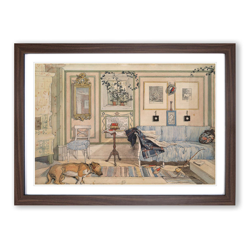 Carl Larsson - Single Picture Frame Print, Walnut