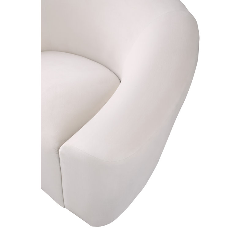 Canapé courbé Alaw, Velours crème, H 29,5 po x l 71 po x P 35,5 po