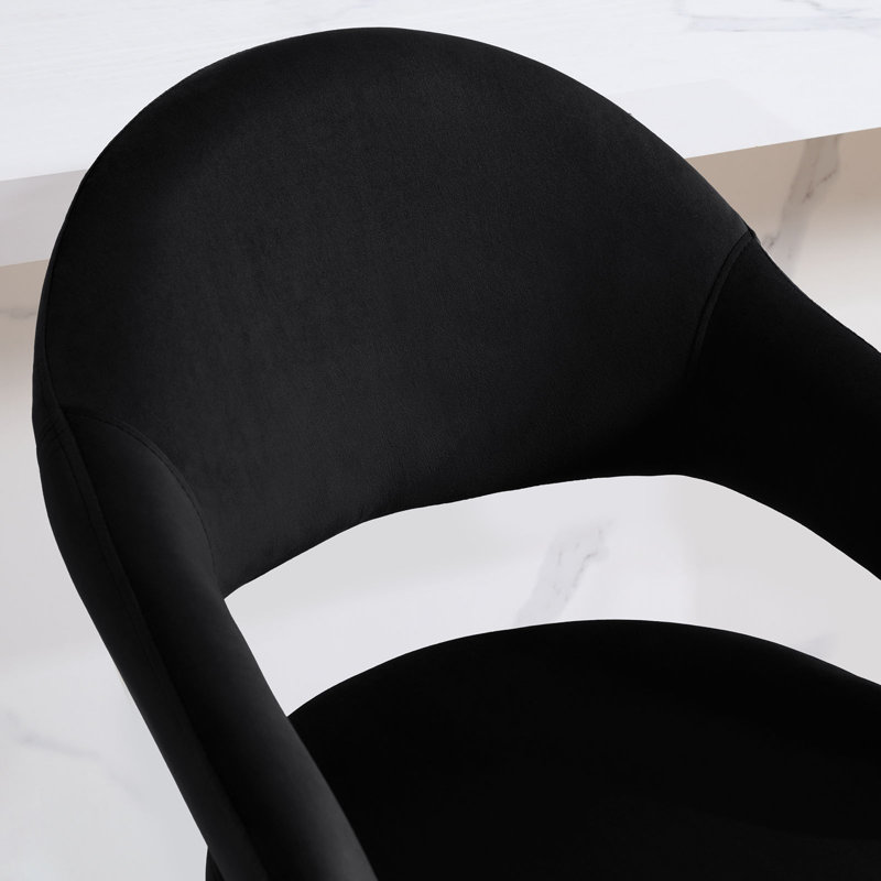 Tabouret de comptoir pivotant rembourré avec dossier incurvé et structure en métal (ensemble de 4), 4, Noir