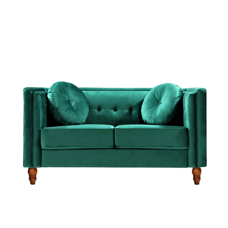 Canapé 2 places Chesterfield, Velours vert