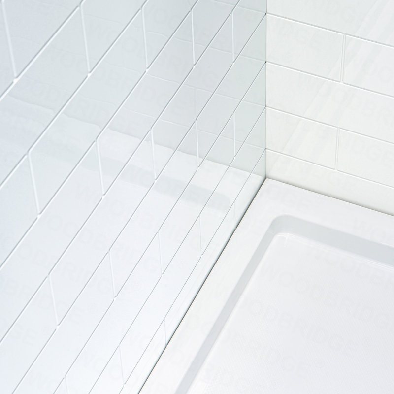 60'' W 36'' D 75/96'' H Glue Up Solid Surface Shower Wall Panel Surround, Cuttable, 0.137-in thick, 96" H x 60" W x 36" D