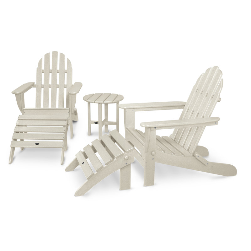 POLYWOOD Classic Adirondack 5-Piece Casual Set, Sand