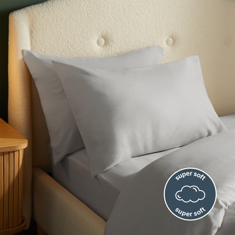 Silentnight Brushed Cotton Pillowcase Pair, Grey