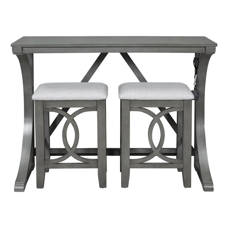 Ensemble de salle à manger 2 personnes à hauteur de comptoir, gris, Gris