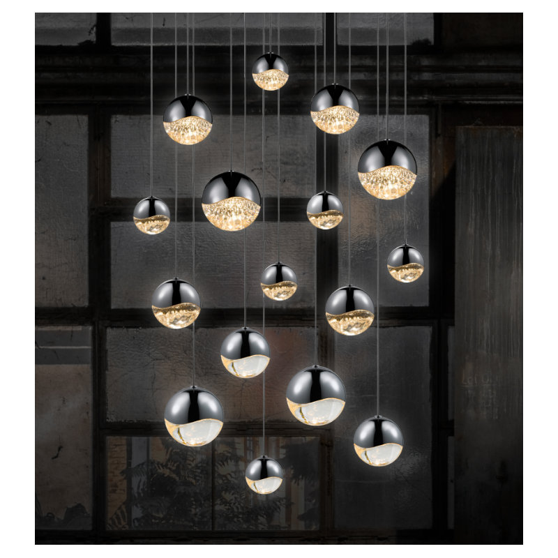 Grapes 1 - Light LED Pendant, 2.5" H x 2.5" W x 2.5" D, Clear, Polished Chrome