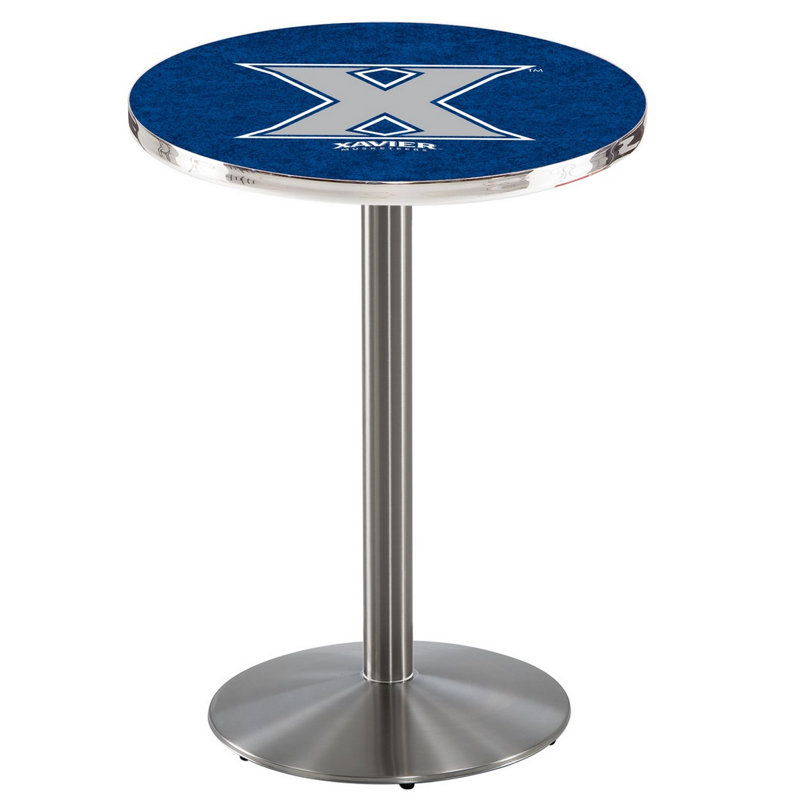 Round Metal Base Dining Table, Stainless Steel, Xavier