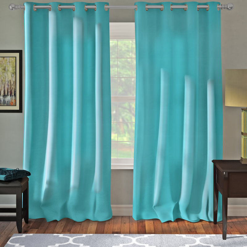 Kenefic Room Darkening Indoor Outdoor Curtain Panel, 52" W x 95" L, Turquoise