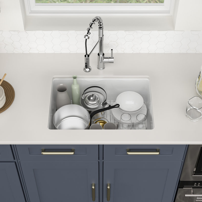Fireclay 27" x 19" x 10" Undermount Single Bowl Kitchen Sink with Accessories