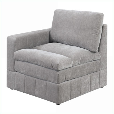 Canapé modulaire LAF / RAF, fauteuil à accoudoirs modulaire, tissu imitation suède gris anthracite contemporain | Gris | Tissu