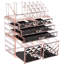 Organisateur de maquillage, tiroirs de rangement cosmétiques en acrylique et boîte de présentation de bijoux transparent (style A (losange rose): 1 plateau, 2 petits, 2 grands, 2 tiroirs carrés)