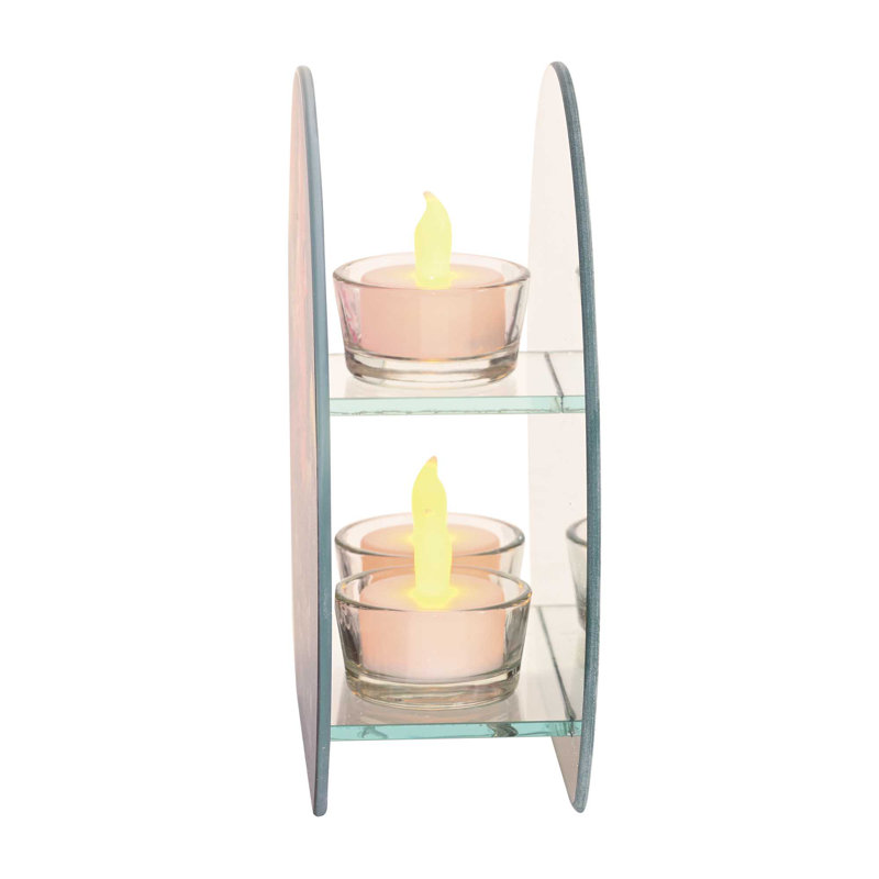 7'' H Glass Tabletop Tealight Holder with Candle Included