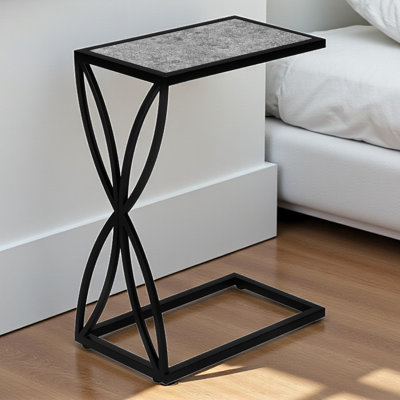 Accent Table, C-shaped, End, Side, Snack, Living Room, Bedroom, Metal, Laminate