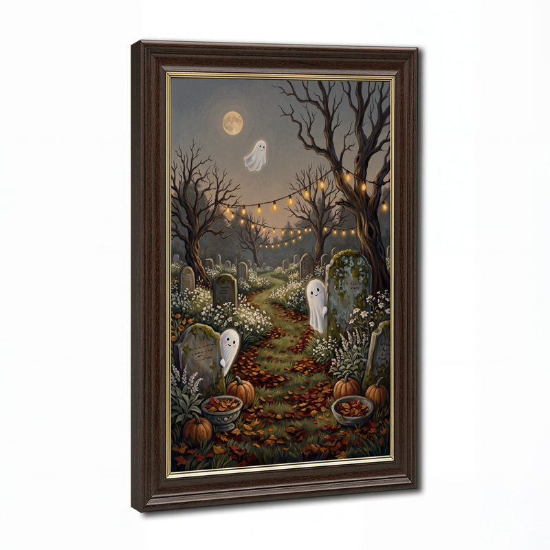 Art mural blanc sur toile Halloween, H 18 po x l 12 po