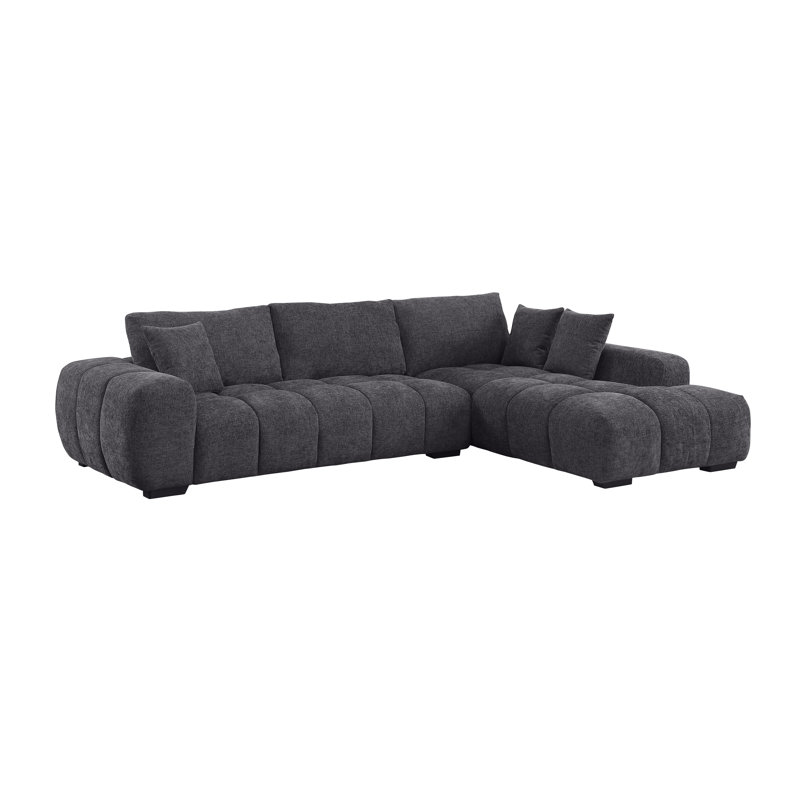 Canapé modulaire Swapan, Accoudoir à droite (vu de face), Chenille grise