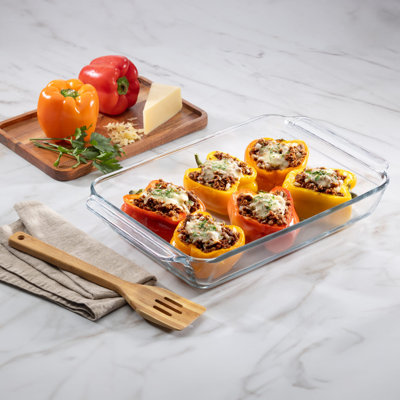 Libbey Bakers Premium 5-Piece Glass Bakeware Set, Includes 10x14, 9x13 with Lid, and 8x8 with Lid, Stackable with GreatGrip Handles