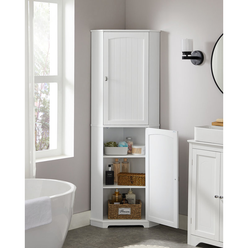 Bathroom Storage Cabinet With 2 Doors And 4 Adjustable Shelves