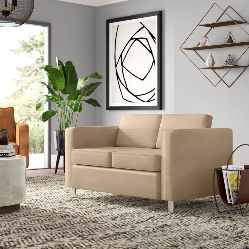 Desantiago 51.5'' Faux Leather Loveseat, Buff Faux Leather