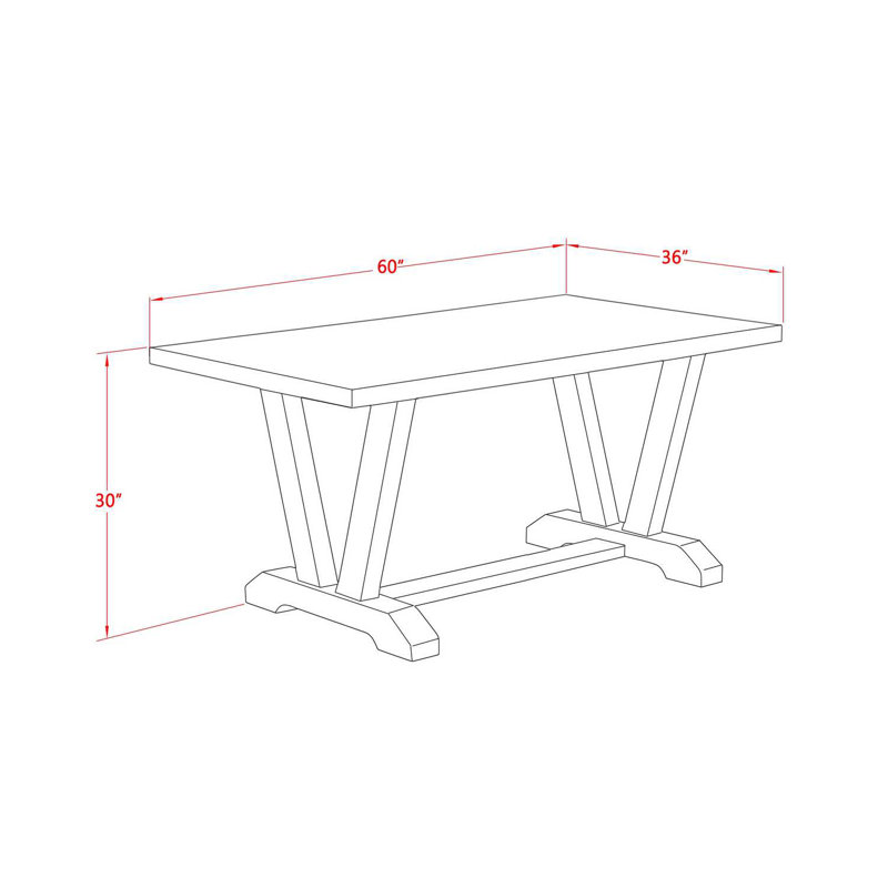Ensemble de salle à manger en bois d'acacia massif, Jacobin patiné, H 30 po x L 60 po x l 36 po, 5 pièces: table, 4 chaises