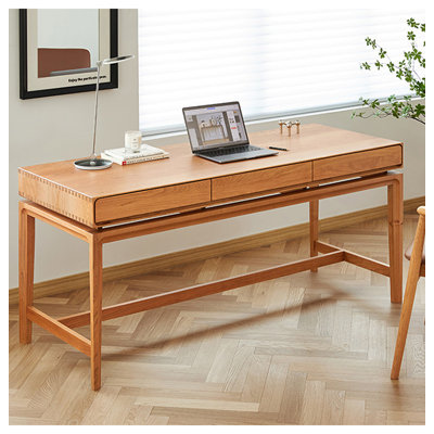 Bureau contemporain: bois massif et rangement efficace
