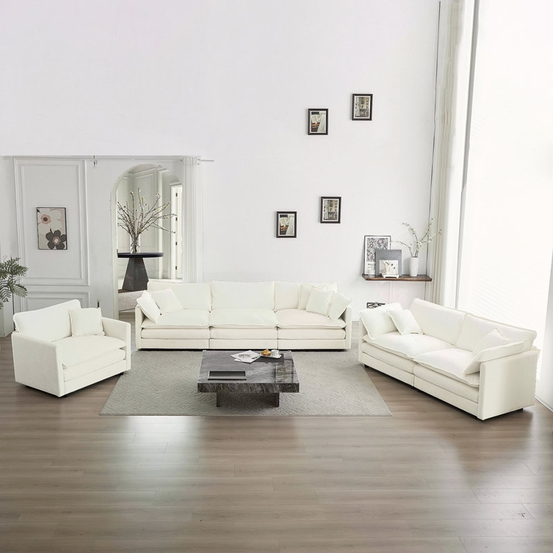 Canapé moderne, canapé modulaire à assise très profonde 3 pièces pour salon, canapé surdimensionné, canapé 3 places, causeuse et canapé simple chenille
