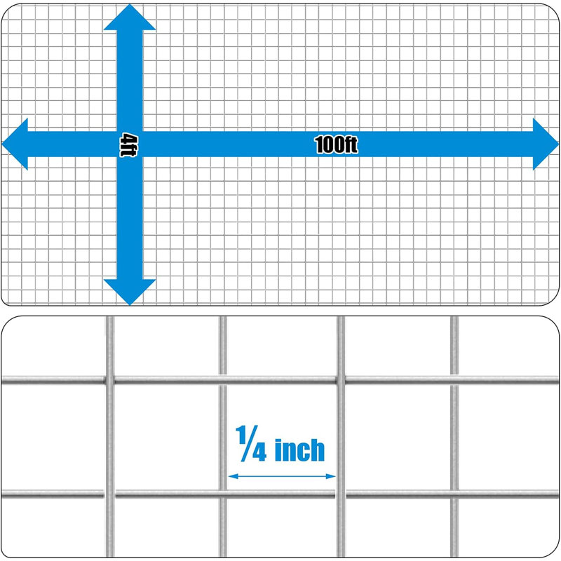 Fencer Wire 23 Gauge Galvanized Hardware Cloth with Mesh Size 1/4" x 1/4", Multiple Options, 4' H x 100' W