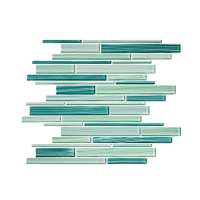 Tropical Reflections Hand Painted Random Sized Glass Mosaic Tile