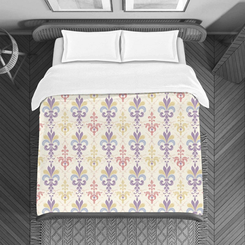  Housse de couette mauve / jaune, Housse de couette pour grand lit