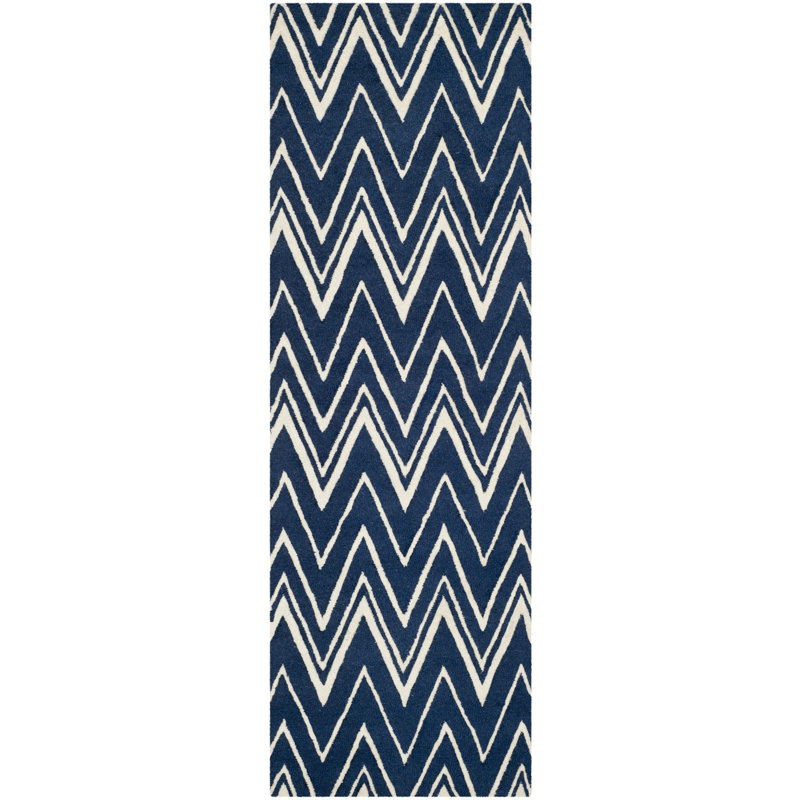Sanyla Hand Tufted Wool Chevron Rug, Runner 2'6" x 10'