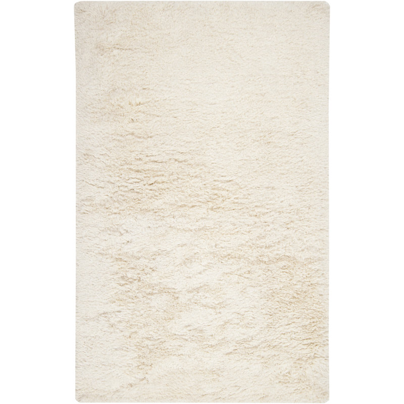 Tapis crème tissé à la main Ahniya, Rectangle 5 pi x 8 pi