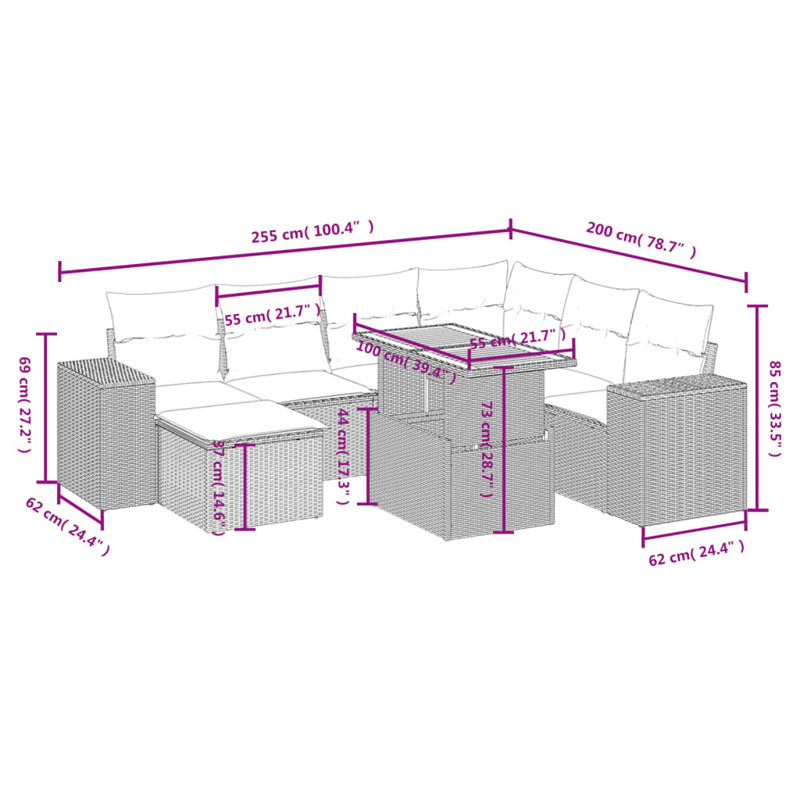 Ensemble de canapé de jardin Vidaxl