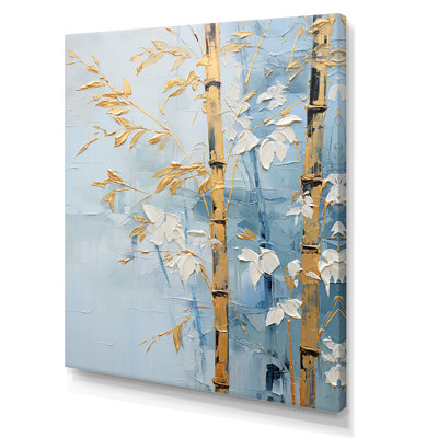 «Blue and Golden Minimalisme Bamboo II», reproduction sur toile