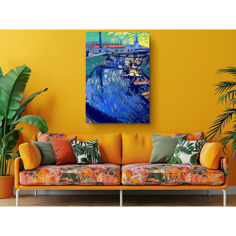 Reproduction sur toile tendue, "The Roubine du Roi Canal" par Vincent Van Gogh, L 16 po x H 24 po