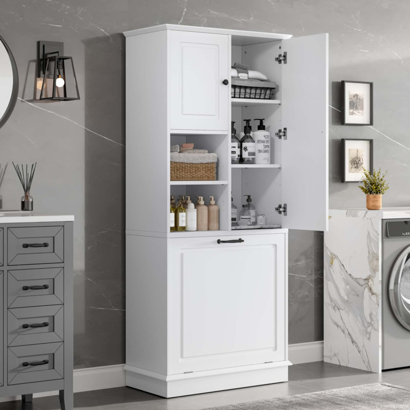 Grande armoire de rangement avec tablettes réglables, Blanc