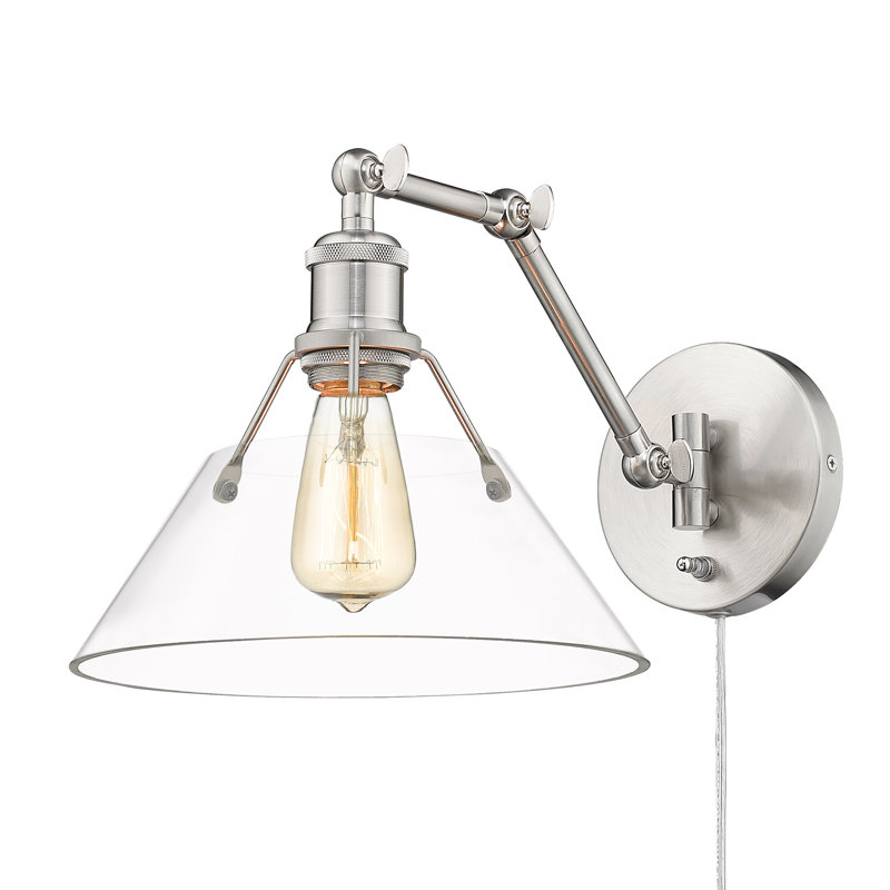 Weatherford Steel Swing Arm Sconce, Pewter, Clear Glass