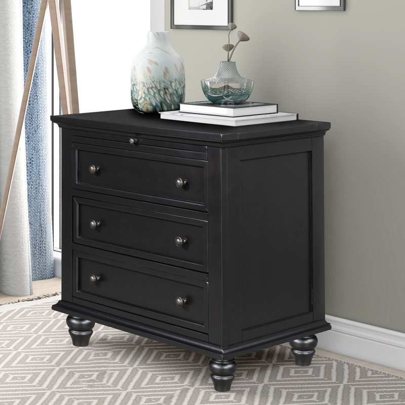 Table de bout avec rangement Ustyle - 3 tiroirs, armoire en bois massif brun avec tiroirs Solution polyvalente pour la maison