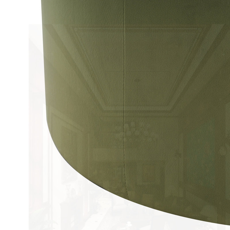 Repose-pieds rond en velours, Velours vert olive