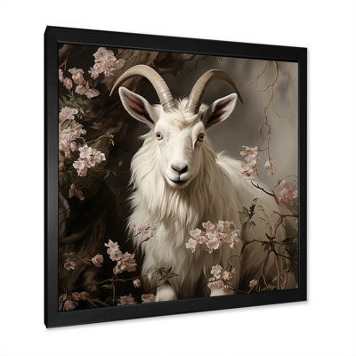 Alpine Alpine goat floral portrait II - Chèvre, art mural